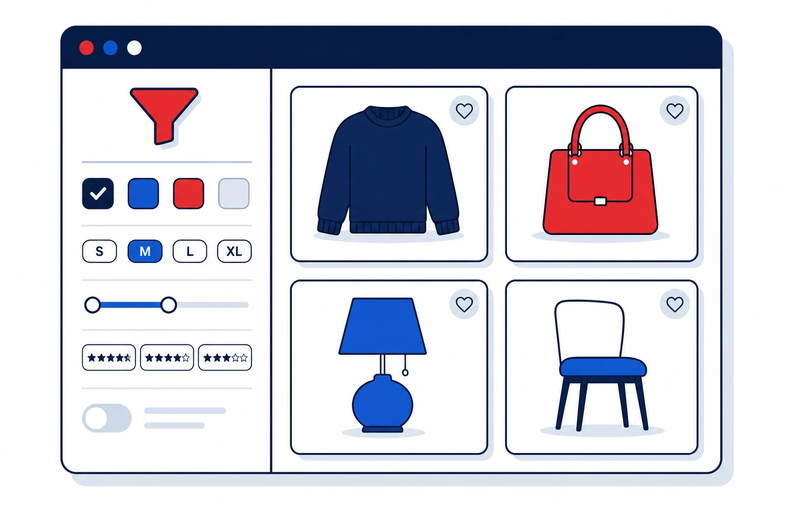 Flat illustration of ecommerce product filters