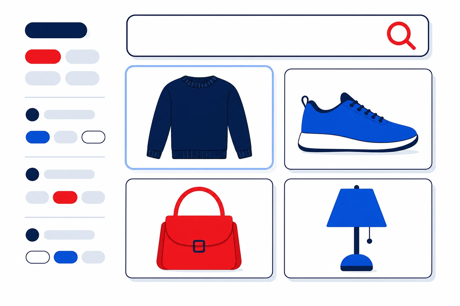 Flat illustration of intelligent ecommerce search